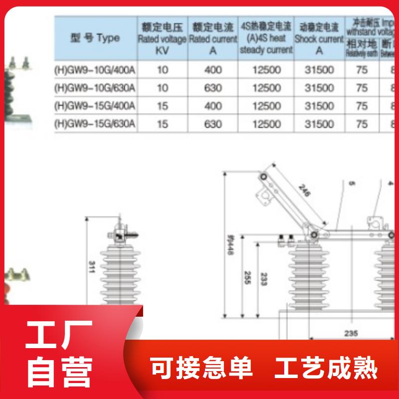 高压隔离开关：GW9-10/1250A全国发货供货及时