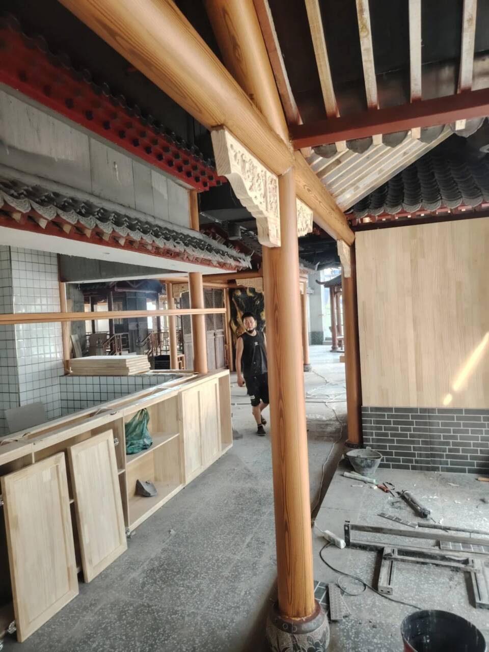 廊架护栏木纹漆，钢结构仿木纹漆，仿古木纹漆厂家定制