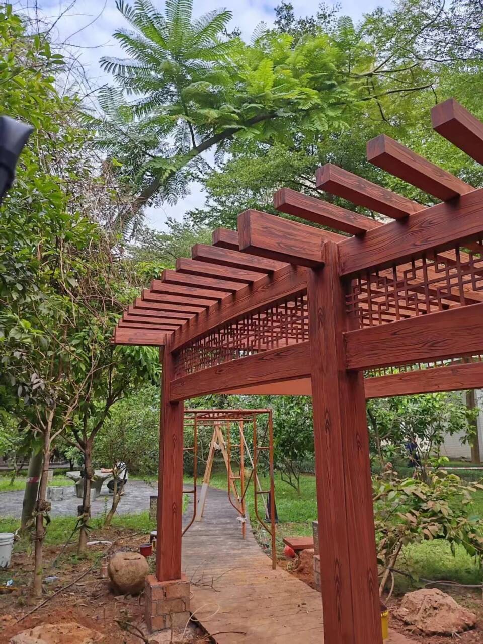 廊架长廊木纹漆，钢结构金属面木纹漆，仿木纹漆包工包料